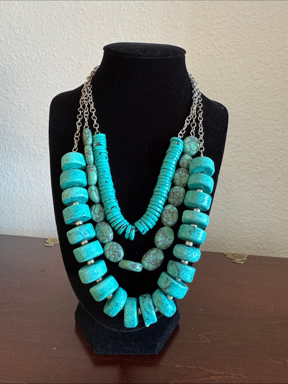 Vintage Turquoise Multi-Strand Statement Necklace by Zad